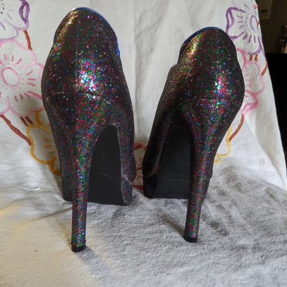 Blue glitter platform heels Fab-fetti Belle heels T.U.K - Picture 4 of 14